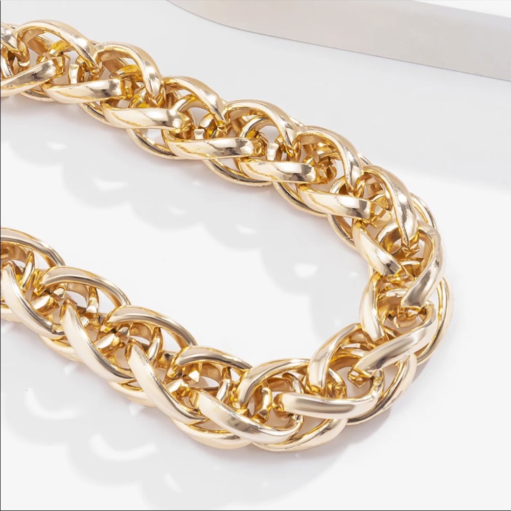 NEW 18K GOLD HOP CHAIN CHOKER NECKLACE - Picture 6 of 7
